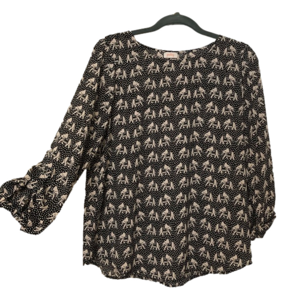 Pixley Elephant Print 3/4 Sleeve Blouse